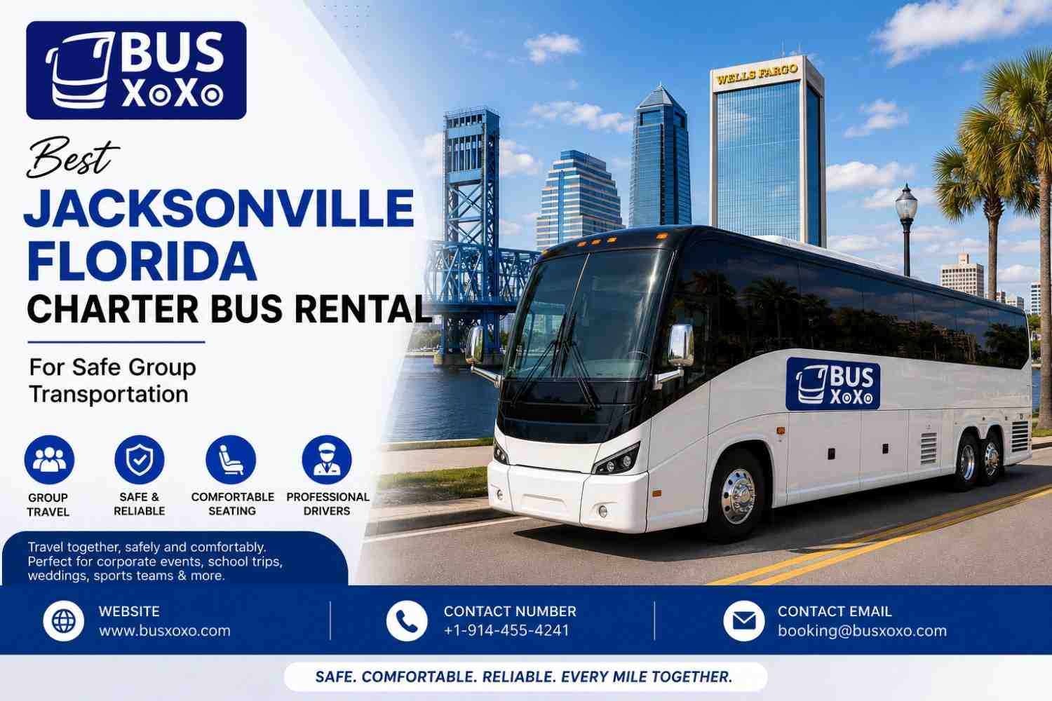 Jacksonville Florida Charter Bus Rental Travel Together with Comfort & Confidence
