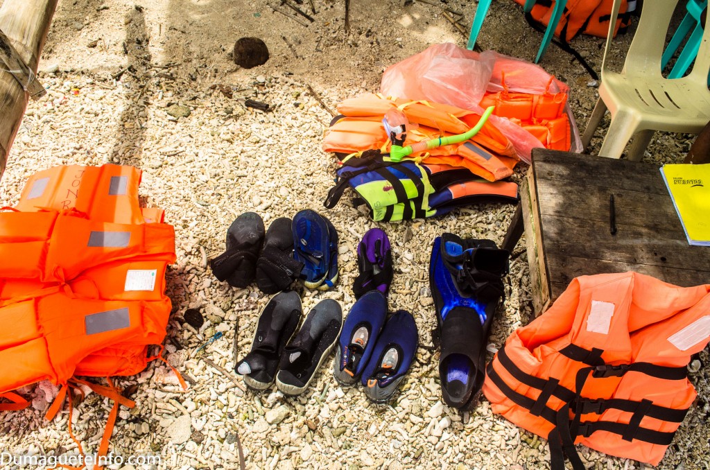 Snorkeling equipment are available for rent at php 100.00 each